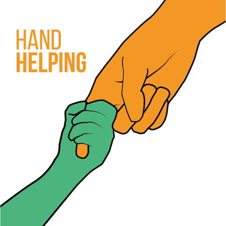 Helping Hands, colorful vector on white backdropのイラスト素材