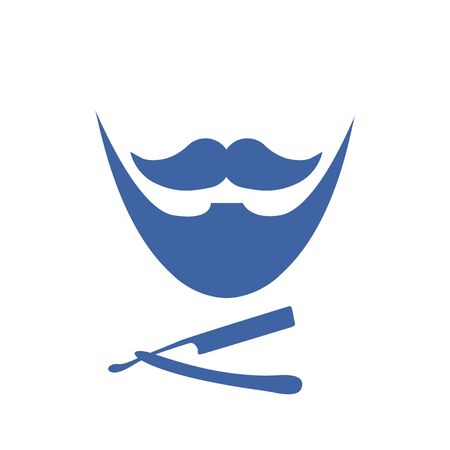 blue barber and razor icons over white colorのイラスト素材