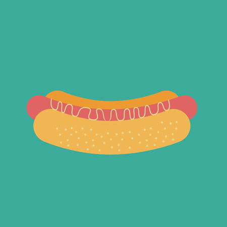hot dog, illustration in green color backdropのイラスト素材