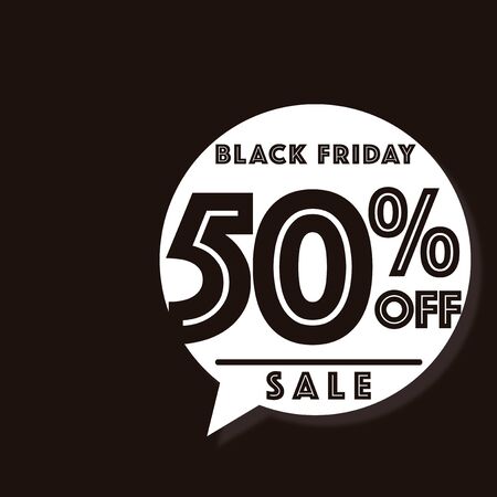 black friday bubble in white color over black color backdropのイラスト素材