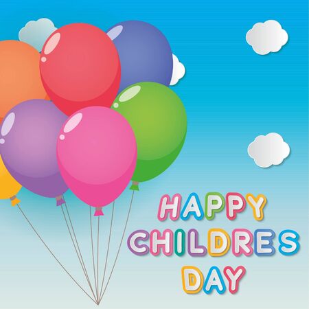 happy children´s day illustrator, balloons and text colorのイラスト素材