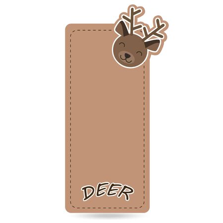 Beige card with deer head smiling on white backgroundのイラスト素材