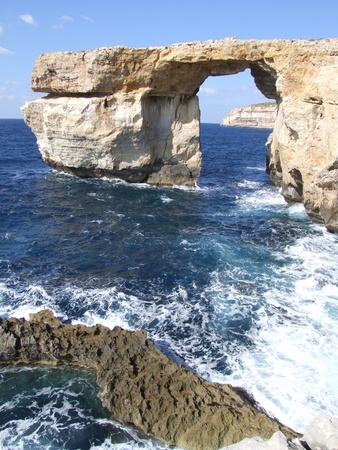 The Azure Window  a natural arch , on the island of Gozo, Maltaの写真素材
