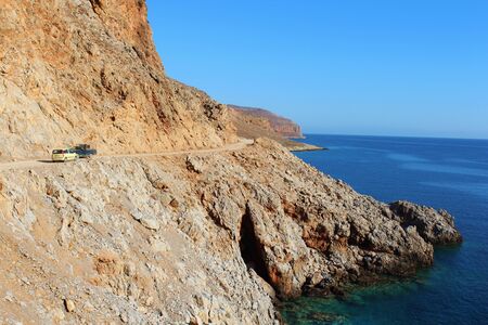 Mountain road on the Greek island of Creteの写真素材