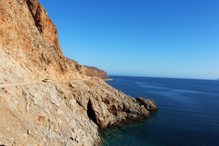 Mountain road on the Greek island of Creteの写真素材