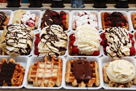Belgian waffle on a street stallの写真素材