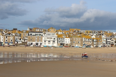 An English fishing village on a stormy dayのeditorial素材
