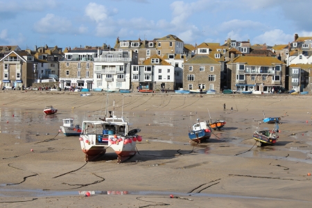 The harbour at St Ives in Englandのeditorial素材