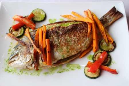 A sea bream prepared and ready to eatの写真素材