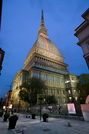 Turin. Mole Antonelliana in twilight displaying the Fibonacci sequenceのeditorial素材