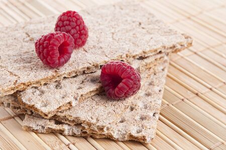 Fresh Raspberries over Crispbread 
