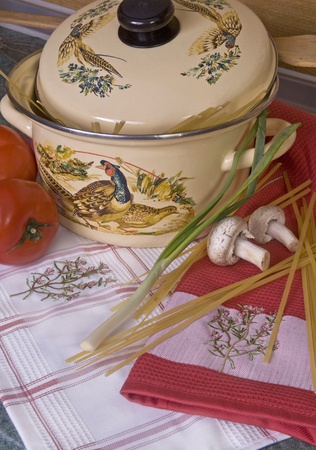 Bowl, pasta and fresh tomatoes の写真素材