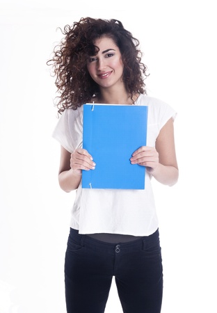 Pretty young woman with a folder の写真素材