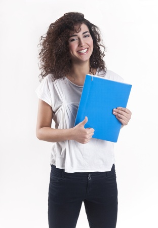 Woman with her thumb up の写真素材