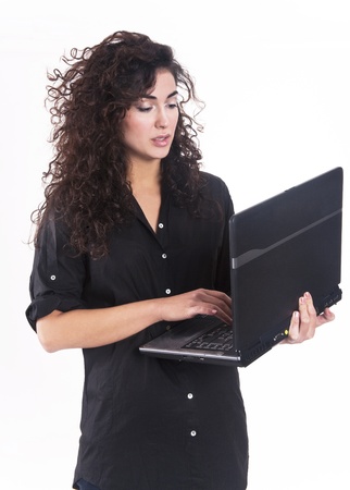 Pretty woman working on her laptopの写真素材