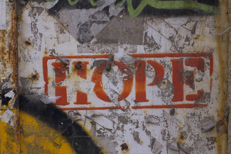 Hope sign in a wallの写真素材