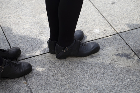 Close up of the shoes of irish dancersの写真素材