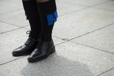 Close up of the shoes of a scottish traditional costume
