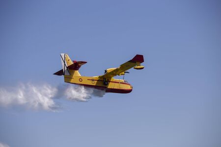 Firefighting light airplane in aerial exhibition