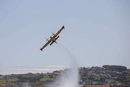 Firefighting light airplane in aerial exhibitionの写真素材