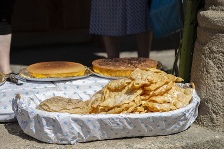 Filloas and ears, traditional dessert in carnival in Galicia (Spain)の写真素材