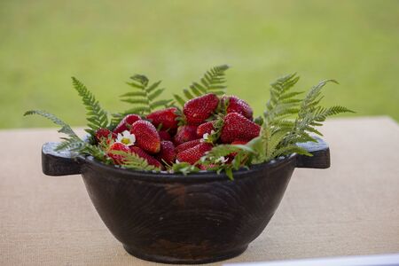 Close up of strawberries in a competitionの写真素材