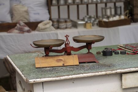 Antique Weigh And Old Measure Brass Scaleの写真素材
