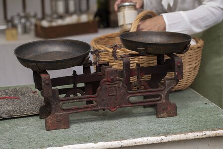 Antique Weigh And Old Measure Brass Scaleの写真素材