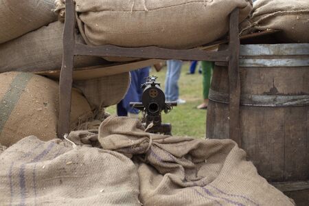 Close up of a submachine gunの写真素材