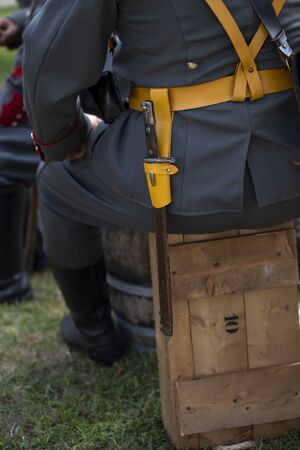 Rear view of a soldierの写真素材