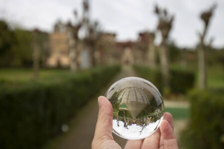 Palace is reflected over a glass ballの写真素材