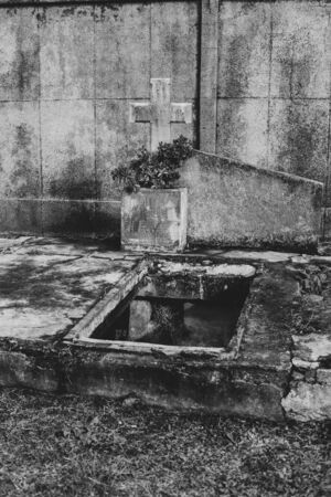 Opened and empty tomb
