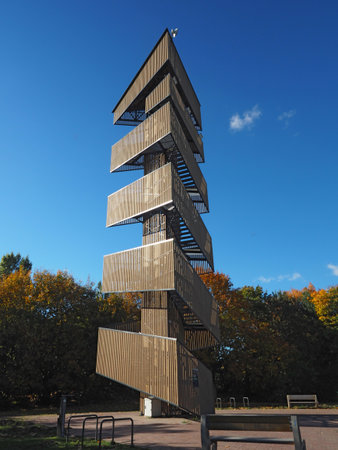 Observation Tower in Park Szachty in PoznaÅ (Poznan), Polandの写真素材