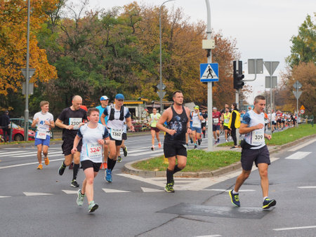 21. Poznan Marathon, Arciszewskiego Street, Poznan, Poland, 16th of October 10.16.2022のeditorial素材
