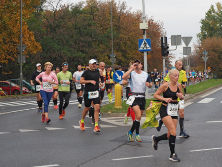 21. Poznan Marathon, Arciszewskiego Street, Poznan, Poland, 16th of October 10.16.2022のeditorial素材