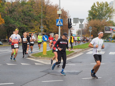 21. Poznan Marathon, Arciszewskiego Street, Poznan, Poland, 16th of October 10.16.2022のeditorial素材