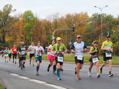 21. Poznan Marathon, Arciszewskiego Street, Poznan, Poland, 16th of October 10.16.2022のeditorial素材