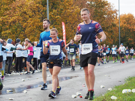 21. Poznan Marathon, Arciszewskiego Street, Poznan, Poland, 16th of October 10.16.2022のeditorial素材