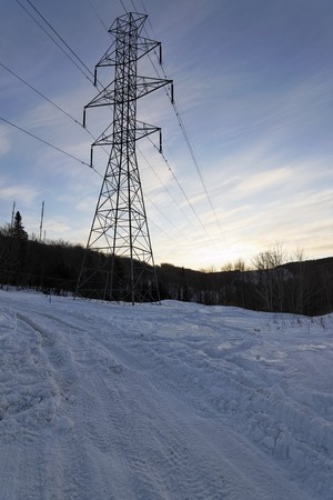 hard road near a tower electricの写真素材