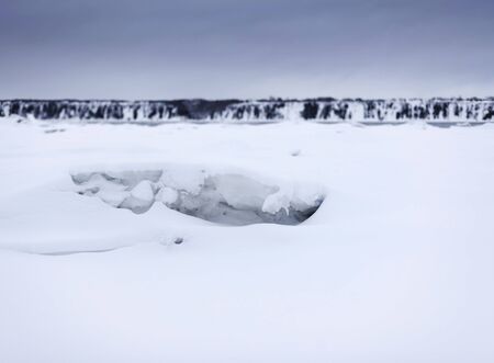 amount of snow near a river