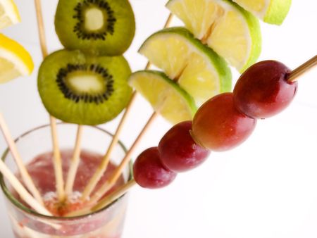 high-key color  photo of various fruit on a glassの写真素材
