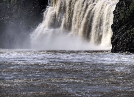 close up of a waterfall and rock .slow shutter speedの写真素材
