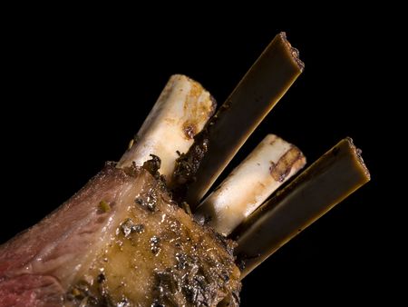 fresh cooked lamb on a black backgroundの写真素材