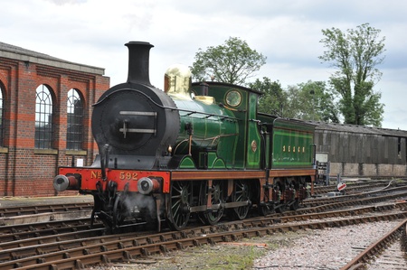Steam engine on tracks のeditorial素材