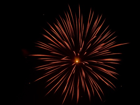 Firework at night - black sky, long exposure