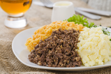 Haggis, Neeps  Tatties - Traditional Scottish meal commonly served at Burns' Night.の写真素材