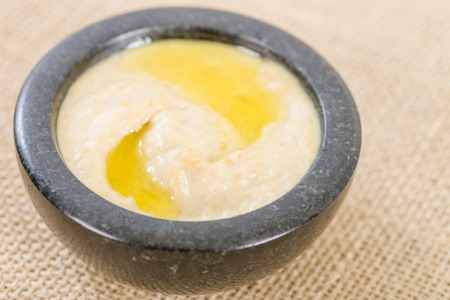 Hummus - Middle Eastern dip and spread made of chickpeas.の写真素材
