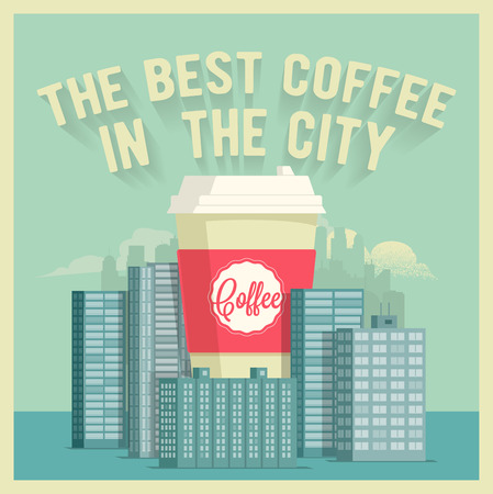 The Best Coffee in the City. Vintage styled vector poster. Vector Flyer.のイラスト素材