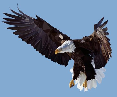 Vector Low Poly Styled Illustration of the American Eagleのイラスト素材