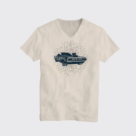 American Classic Muscle Car T-Shirt Design Template. Vector T-Shirt Illustration.のイラスト素材